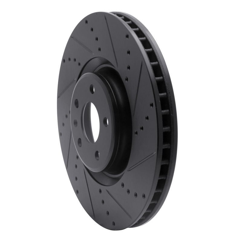 Audi A8 Brake Rotor (1) - Front Right - R1 Concepts - Drilled & Slotted - Black - `12-`18